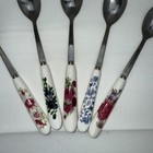 5 Pack Stainless Steel Coffee Spoon Ceramic Handle Teaspoon Sugar Flower