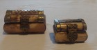 Vintage Bone   Brass Trinket Box Treasure Chest jewelry Boxes hinged Velvet Line