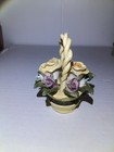 Vintage Porcelain Flower Basket Trinket Box  hinged 1960 s