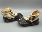 Victorian Antique Baby Shoes High Top Black And White Button Up