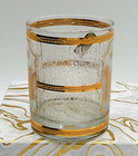 Vtg Mcm Texas 22k Gold  14 Oz Rocks Glass dbl Old Fashion Culver Barware 4 1 8 
