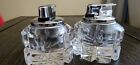 Pair Of Cool Retro Vintage Tabletop Clear Cut Glass Cigarette Lighter