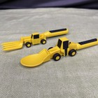 Constructive Eating Fork Spoon Set Tractor Bulldozer Kids Utensils Yellow Usa
