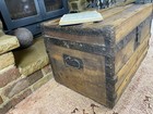Old Antique Pine Chest  Vintage Wooden Storage Trunk  Blanket Box  Coffee Table 