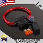 5 Pack 8ga  Gauge Atc In-line Blade Fuse Holder 100  Ofc Copper Wire   1a - 40a