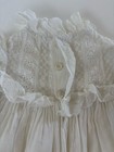 Antique Vintage Ivory Baby Christening Gown Dress Ruffles Lace Pearl Buttons 36   