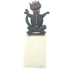 1950 s Vintage Jenny Jot 3d Cast Aluminum Black Cat Hanging Note Pad Holder