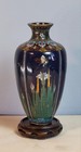 Superlative Late Meiji Cloisonne Vase Lobed   Fluted Body - Iris Butterfly Decor