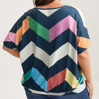 Bloomchic Women s Color Block Wavy Print T-shirt Tee Us Size 12 Nwt