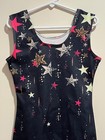 Girls Gymnastics Leotard Size 150 Sparkly Black Starry Biketard Unitard Shorts