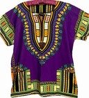 Dashiki Shirt L Purple Cotton Colorful Tribal Pattern Ethnic Boho Hippy Festival