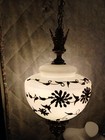 Vtg Glass Falkenstein Hanging Light Swag Lamp Diffuser Mcm Hollywood Regency 