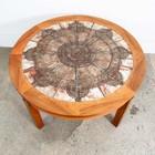 Mid Century Danish Modern Coffee Table Round Rosewood Tile Circular Signed Mcm