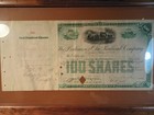 Framed 1894 Baltimore   Ohio Railroad Company 100 Shares Stock Certificate