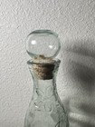 Clear Embossed Glass Decanter Bottle With Cork   Round Stopper Floral Vine