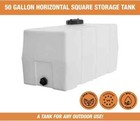 Romotech 82123919 Horizontal Square Reservoir Water Tank  50 Gallon  Made In The