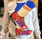 Vintage 1980s Sweatworks Sweatshirt Sneakers Very Rare Made In Usa Novelty Sz M