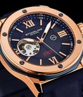 Stuhrling 4018 3 Edwardian Automatic Skeleton Blue Rose Silicone Mens Watch