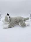 Fao Schwarz Plush Wolf Husky Dog Gray White Stuffed Animal Blue Eyes Soft 14 
