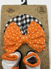 Fall Halloween Hat Socks Baby Girl Gift Set Orange Black Bow Polka Dots 0-6m New