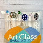 Lsarts Peace Symbol Swizzle Sticks Set 6 Handcrafted Art Glass Hippie 70s Party
