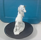 Porcelain White Unicorn W  Gold Horn Figurine 6    Tall Rearing Horse Statue