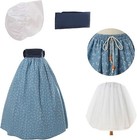 4-piece Xl Colonial Pioneer Pilgrim Victorian Dress Costume Halloween Cosplay