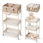 Fortella 3 Tier Rolling Cart Baby Diaper Caddy Organizer Storage Taupe