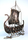 Mid-century Modern Viking Ship Metal Model 17  Modernist Norse Longboat