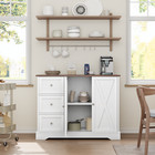 Buffet Cabinet W storage   3 Drawers   2 Doors For Kitchen   Dining Room White