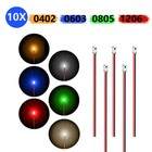 10x Wired Micro Led Pre-soldered 0402 0603  0805 1206   Copper Wire Lights Smd