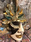 Silver Glitter Petals Decorated Half Face Carnival Mask - Elegant