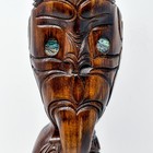 Vtg 15  Tall Hand-carved Maori Tekoteko Tiki Statue Totem Paua Shell New Zealand
