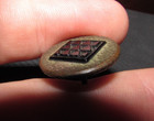 Antique Victorian Metal Button W  Inlay Glass Carved Design