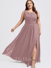 Jj s House Vintage Mauve Chiffon V-neck A-line Maxi Bridesmaid Dress 8