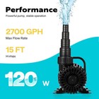 2700gph Submersible Pond Pump 120v High Flow Waterfall Fountain Fish Tank Quiet