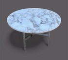 Vintage Mid Century Modern 30  Italian White Marble Chrome Coffee Side Table