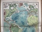 Antique Map Of The Atlantic Ocean Showing Depths   Cables Circa 1907 Harmsworth