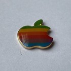 Vintage 1980s Apple Macintosh Computer Rainbow Logo Advertising Lapel Pin