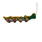 Vintage Kouvalias Greece Wooden Caterpillar Pull Toy Walking Centipede Green 11 