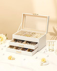 Jewelry Box With 2 Drawers  Display Organizer For Earrings Necklaces - Gift For 