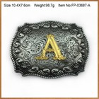 For Rodeo Initial Letter A To Z Western Cowboy Shine Metal Fashion Belt Buckle