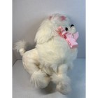 Vintage White Stuffed Poodle Plush Pink Ribbons 80s Retro Dog Toy 14  Carnival