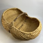 Vtg Handmade Large Butt Egg Gathering Basket Twig Handle 23x15x13 Primitive