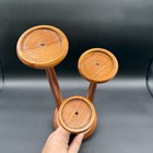 Vtg Mcm 3 - Tier Step Wooden Candelabra Candle Holder Centerpiece 12   