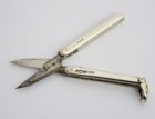 Antique Sterling Solid Silver Small Folding Scissors 1909 Chatelaine Sewing Tool