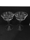 Vintage Pair Of Etched Crystal Champagne Glasses With Flowers And Stems 5-3 4 