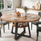 47 2  Round Circle Dining Table For 4-6 Farmhouse Kitchen Table W  Storage
