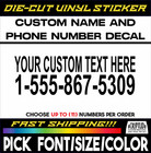 Custom Name And Phone Number Decal Vinyl Sticker Van Truck Business Boat Store