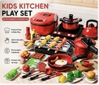 Kids Kitchen Play Set Pretend Cooking Toy Cookware Food Role Play Gift 61 75pcs